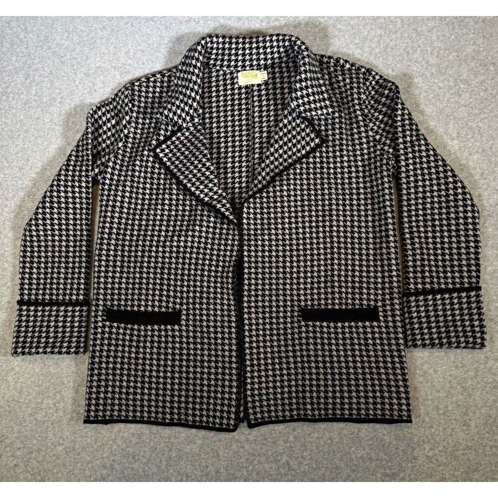Nation LTD Blazer Jacket Cardigan Vanessa Houndstooth Wool Blend Knit Sweater S
